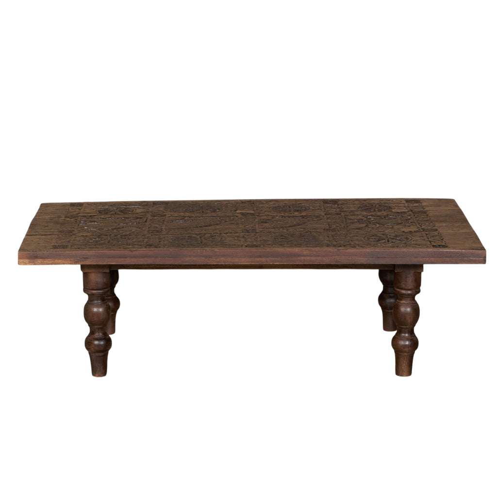 Animal Motif Carved Door Panel Coffee Table