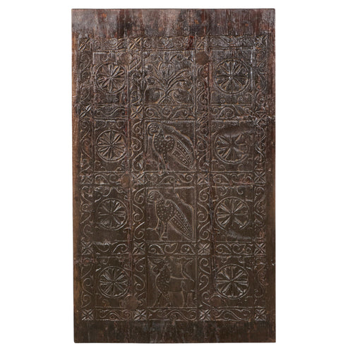Animal Motif Carved Door Panel Coffee Table