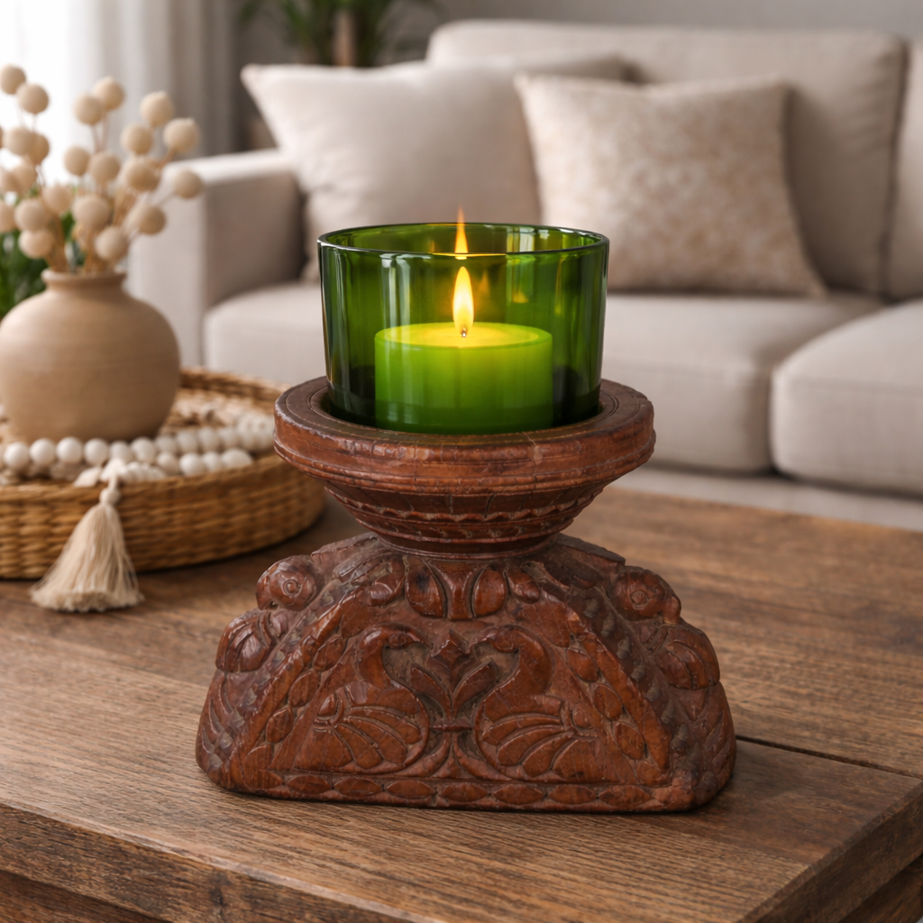 Animal Motif Carved Wood Vessel by Studio Vastu