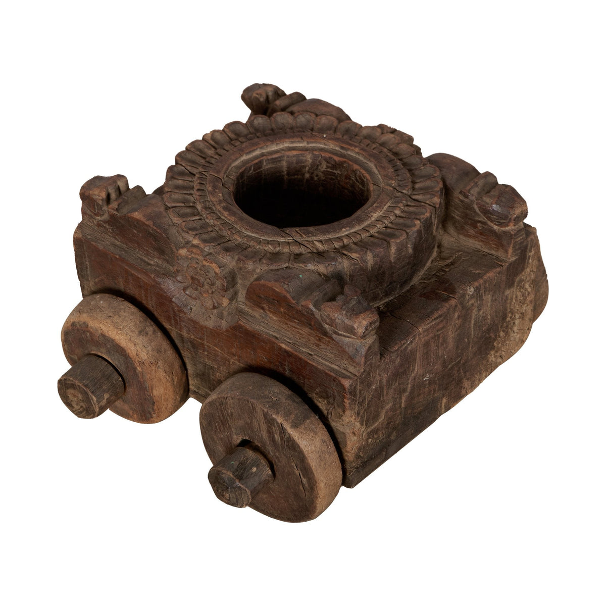 Animal Motif Carved Wood Vessel by Studio Vastu
