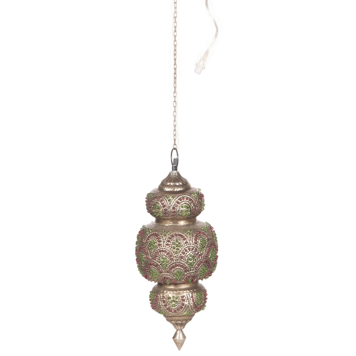 Beaded Filigree Metal Teardrop Pendant Light by Studio Vastu