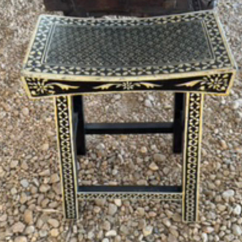 Black and White Resin Inlay Stool by Studio Vastu