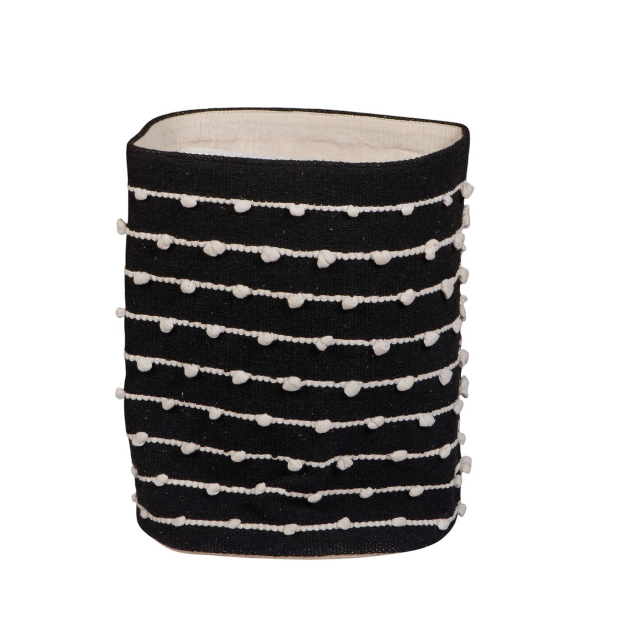 Black & Cream Cotton Knot Weave Basket by Studio Vastu