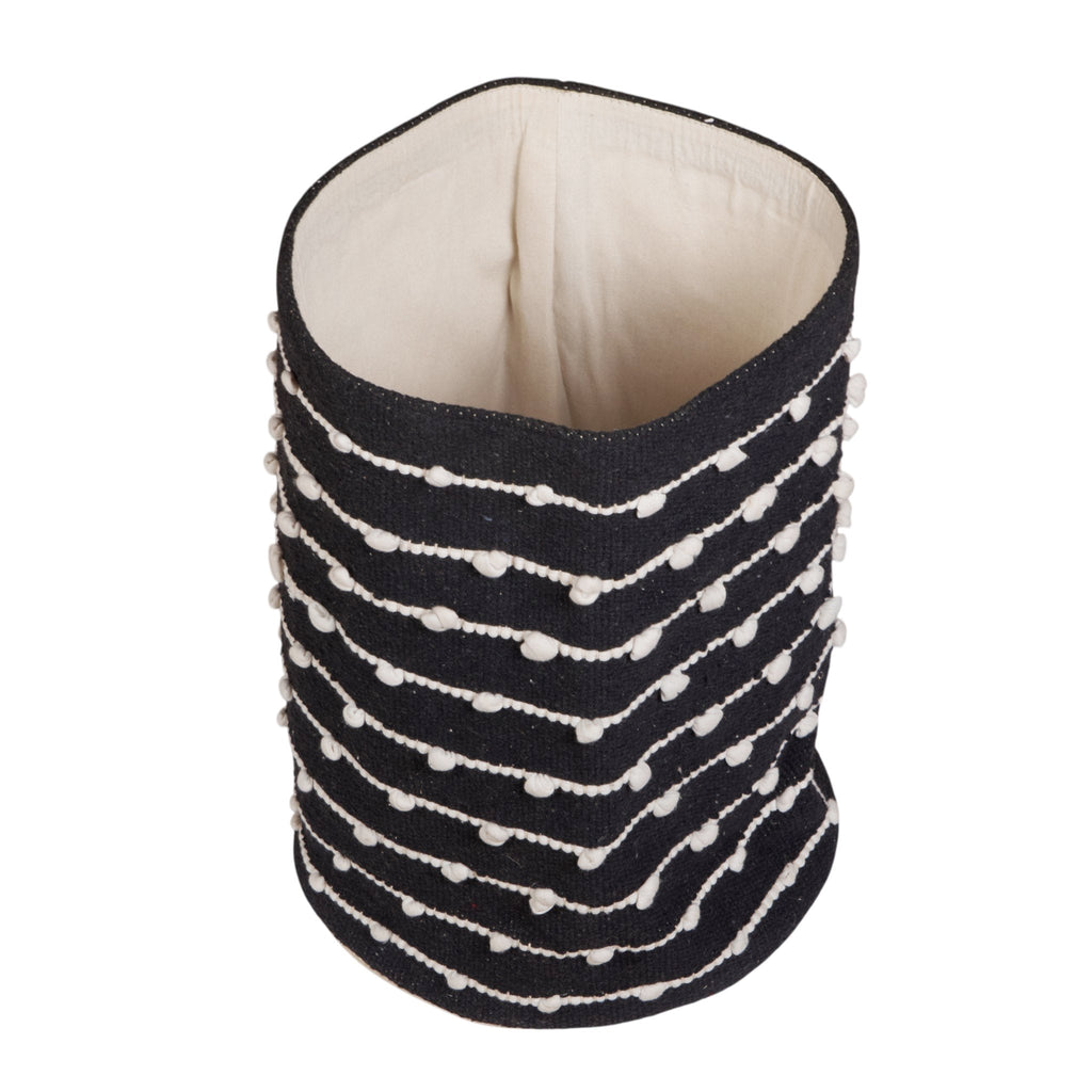 Black & Cream Cotton Knot Weave Basket by Studio Vastu