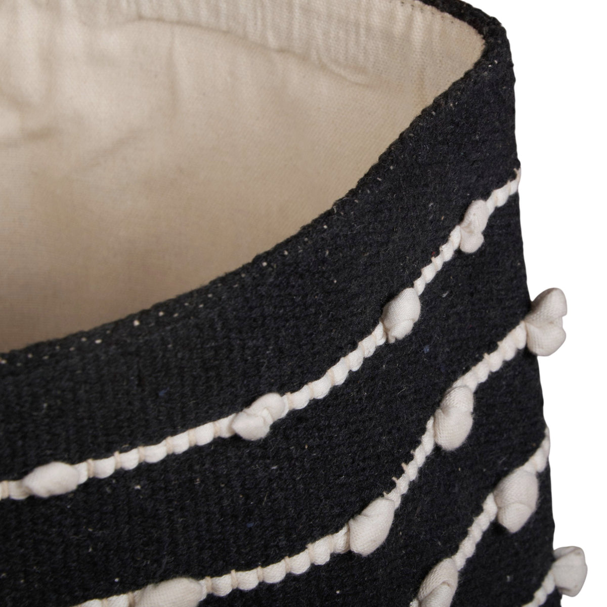 Black & Cream Cotton Knot Weave Basket by Studio Vastu