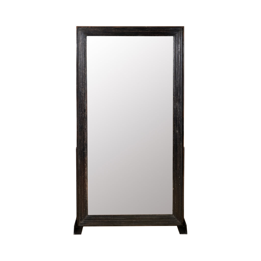 Blackened Wood and Iron Floor Mirror by Studio Vastu
