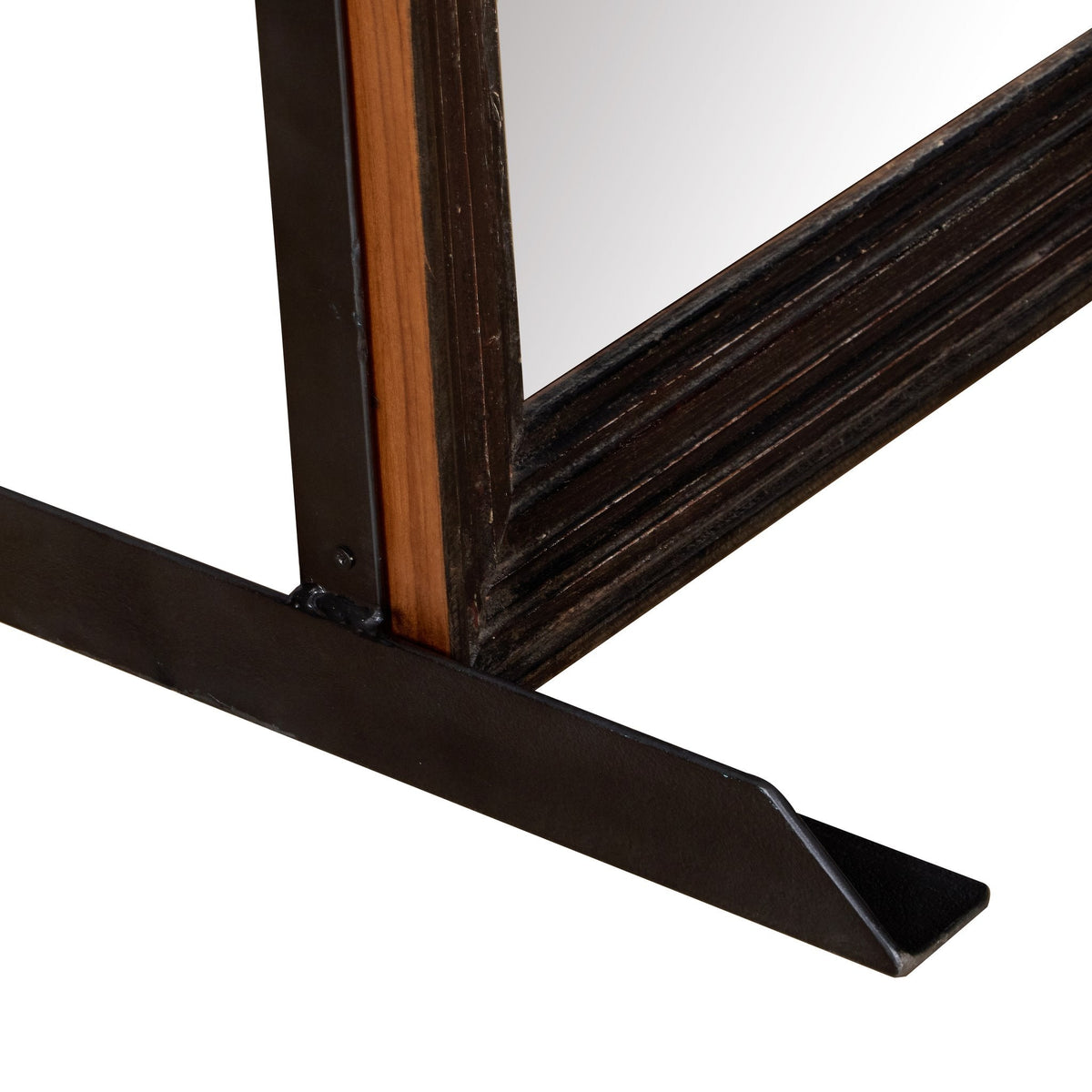 Blackened Wood and Iron Floor Mirror by Studio Vastu