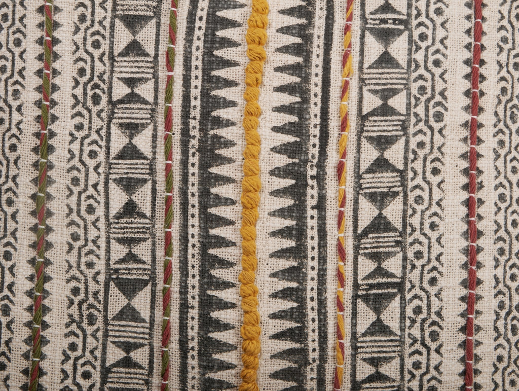 Block-Printed Embroidered Cotton Pillow Cover by Studio Vastu