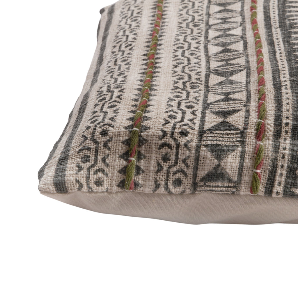 Block-Printed Embroidered Cotton Pillow Cover by Studio Vastu