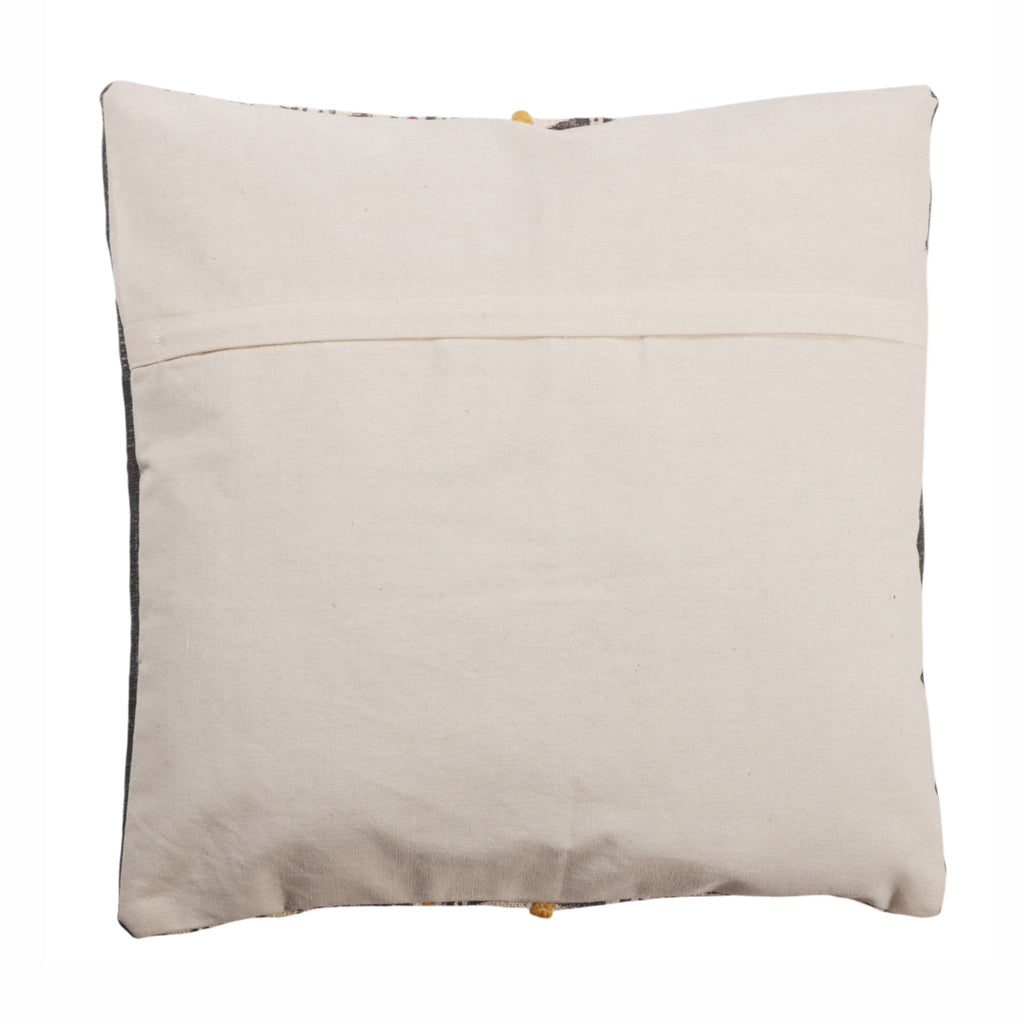 Block-Printed Embroidered Cotton Pillow Cover by Studio Vastu