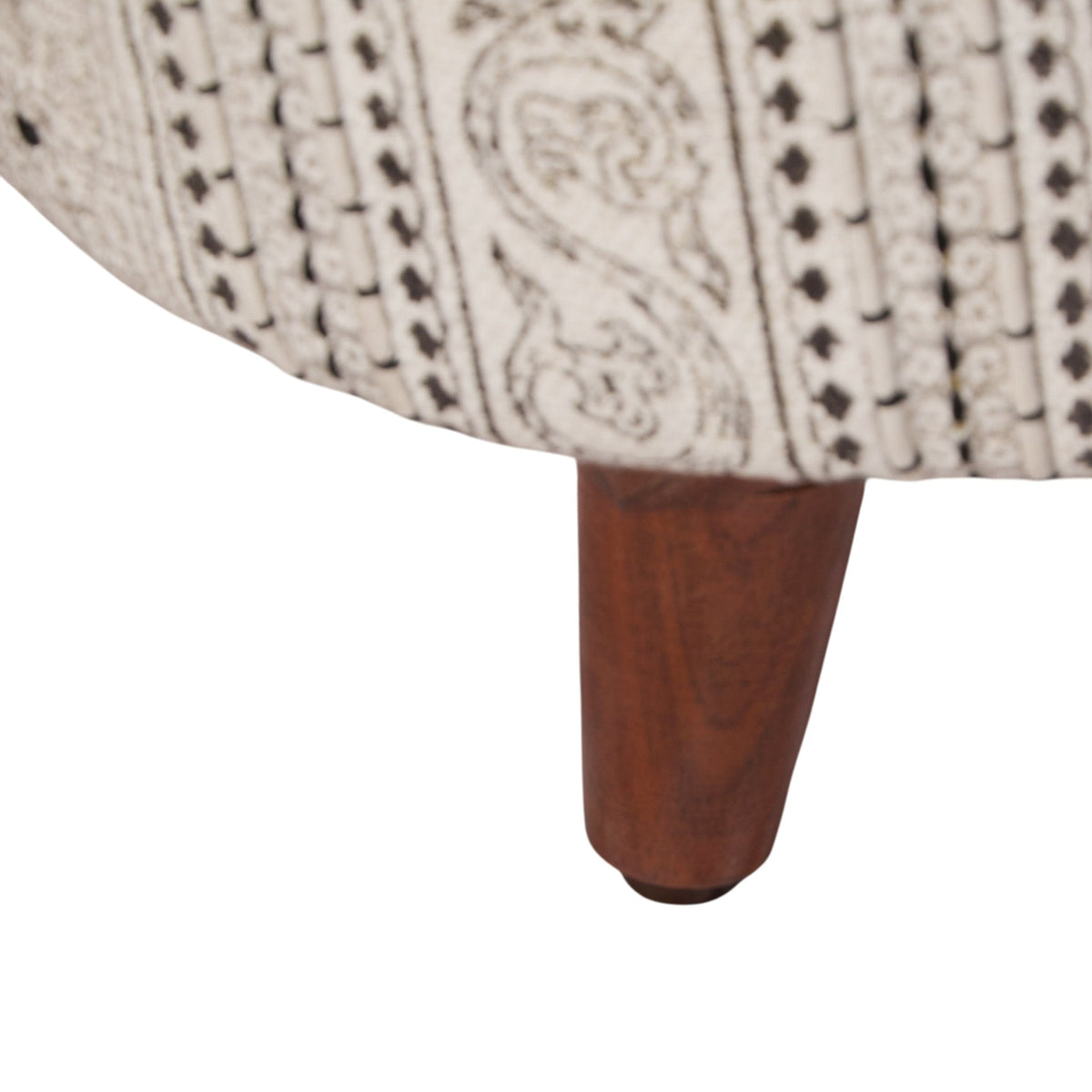 Block-Printed Tasseled Cotton Ottoman by Studio Vastu