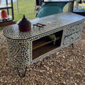 Blue and White Resin Inlay Media Console by Studio Vastu