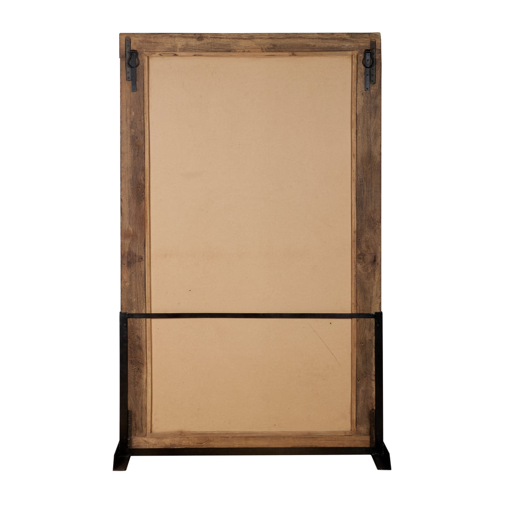 Botanical Carved Wood and Iron Floor Mirror by Studio Vastu