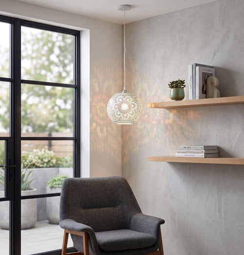 Botanical Leaf Mosaic Glass Globe Light by Studio Vastu