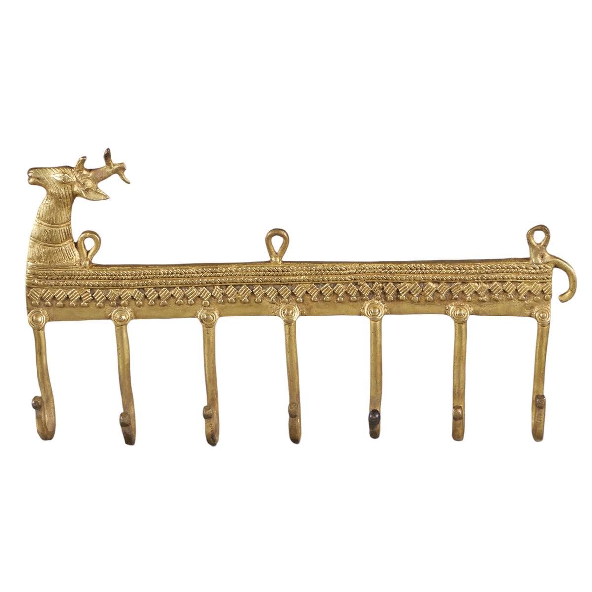 Brass Antelope Seven-Hook Wall Rack by Studio Vastu