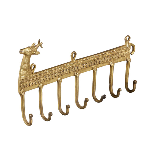 Brass Antelope Seven-Hook Wall Rack by Studio Vastu