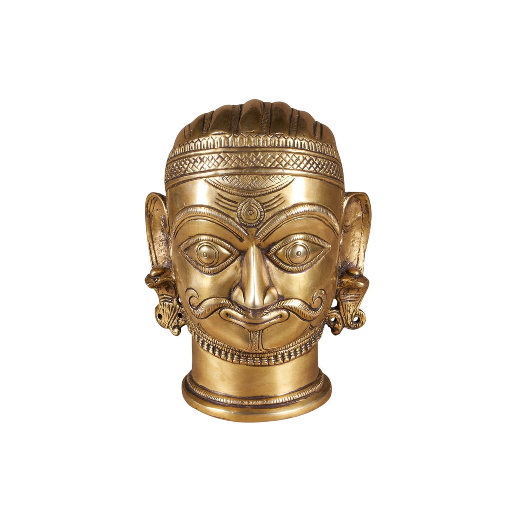 Brass Bhairava Folk Deity Bust by Studio Vastu