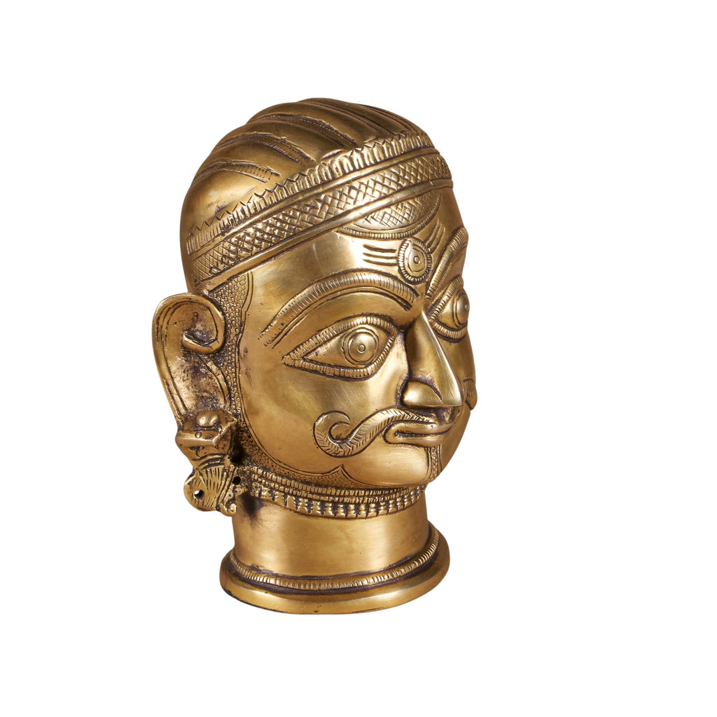 Brass Bhairava Folk Deity Bust by Studio Vastu