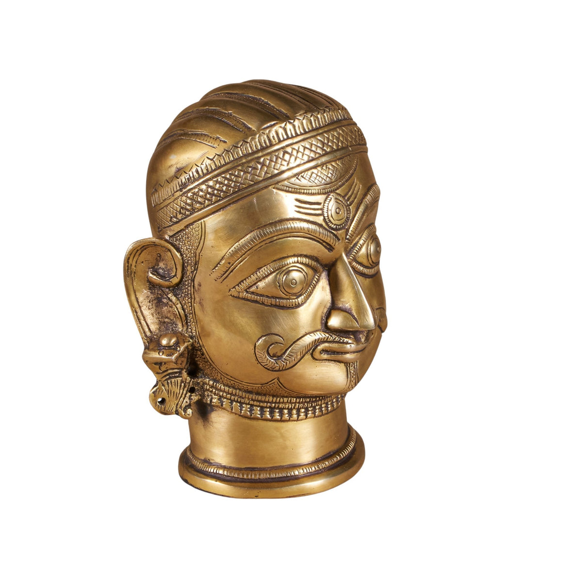Brass Bhairava Folk Deity Bust by Studio Vastu