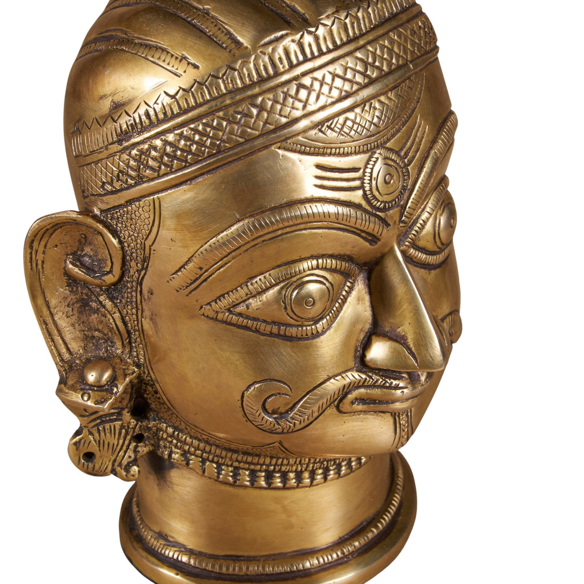 Brass Bhairava Folk Deity Bust by Studio Vastu