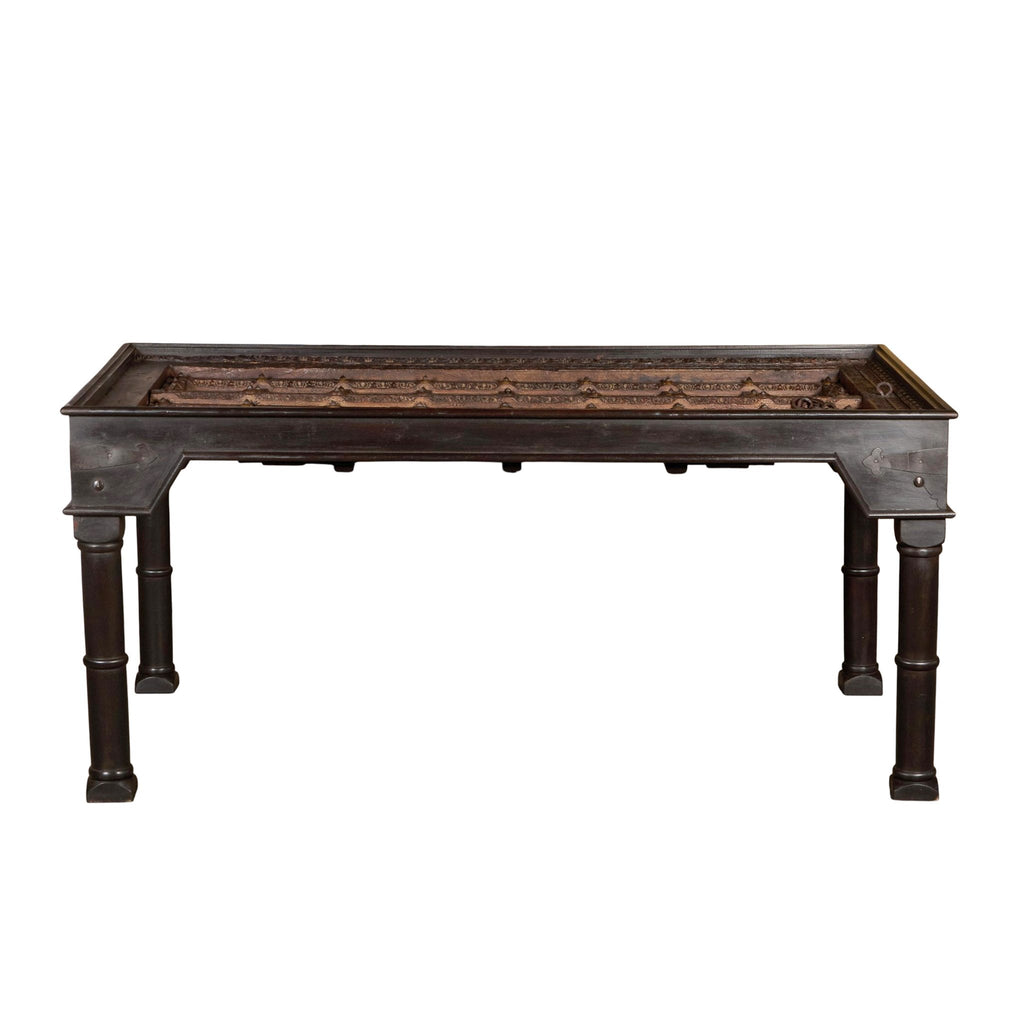 Brass-Fitted Wood Door Frame Dining Table by Studio Vastu