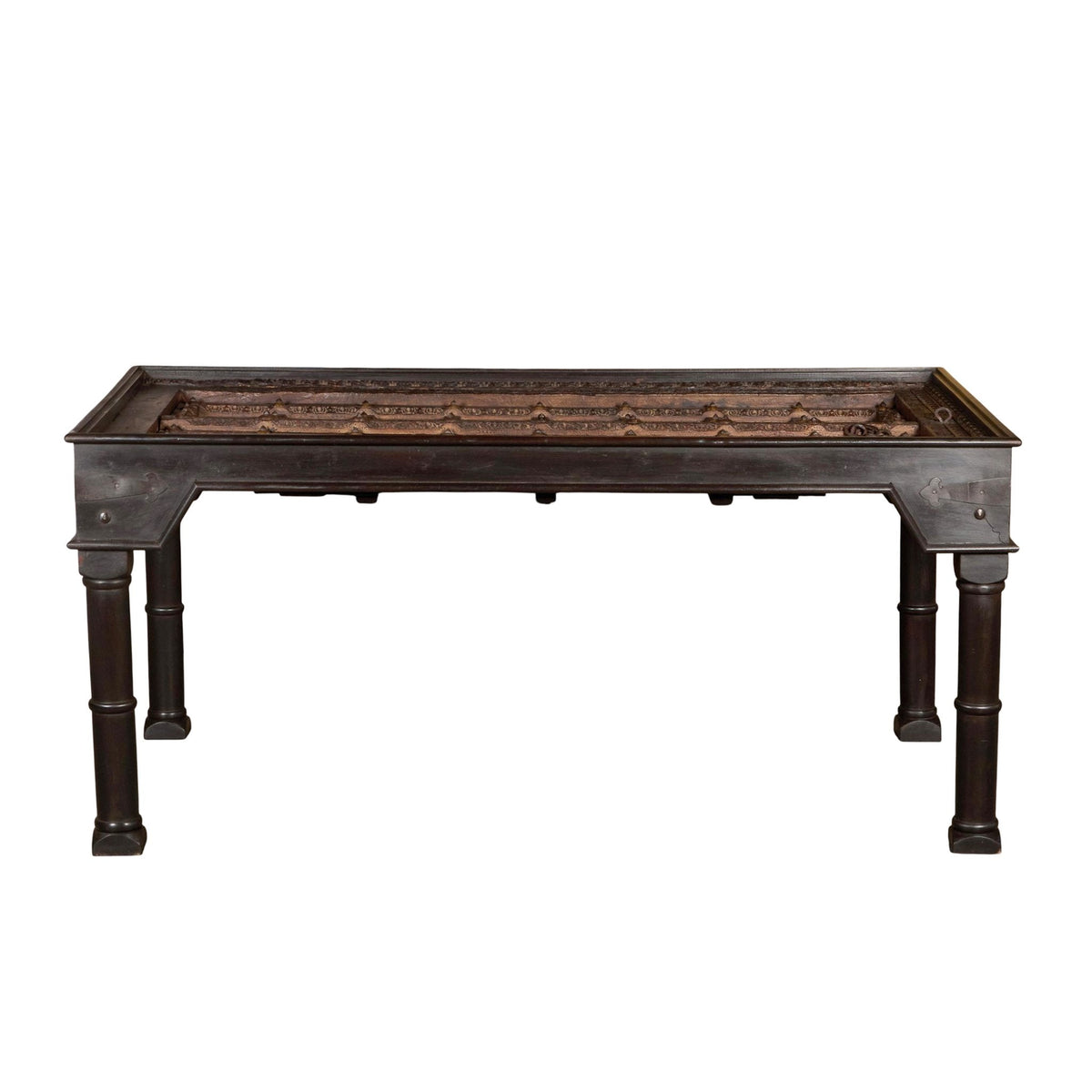 Brass-Fitted Wood Door Frame Dining Table by Studio Vastu