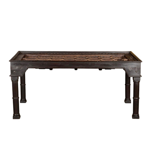 Brass-Fitted Wood Door Frame Dining Table by Studio Vastu