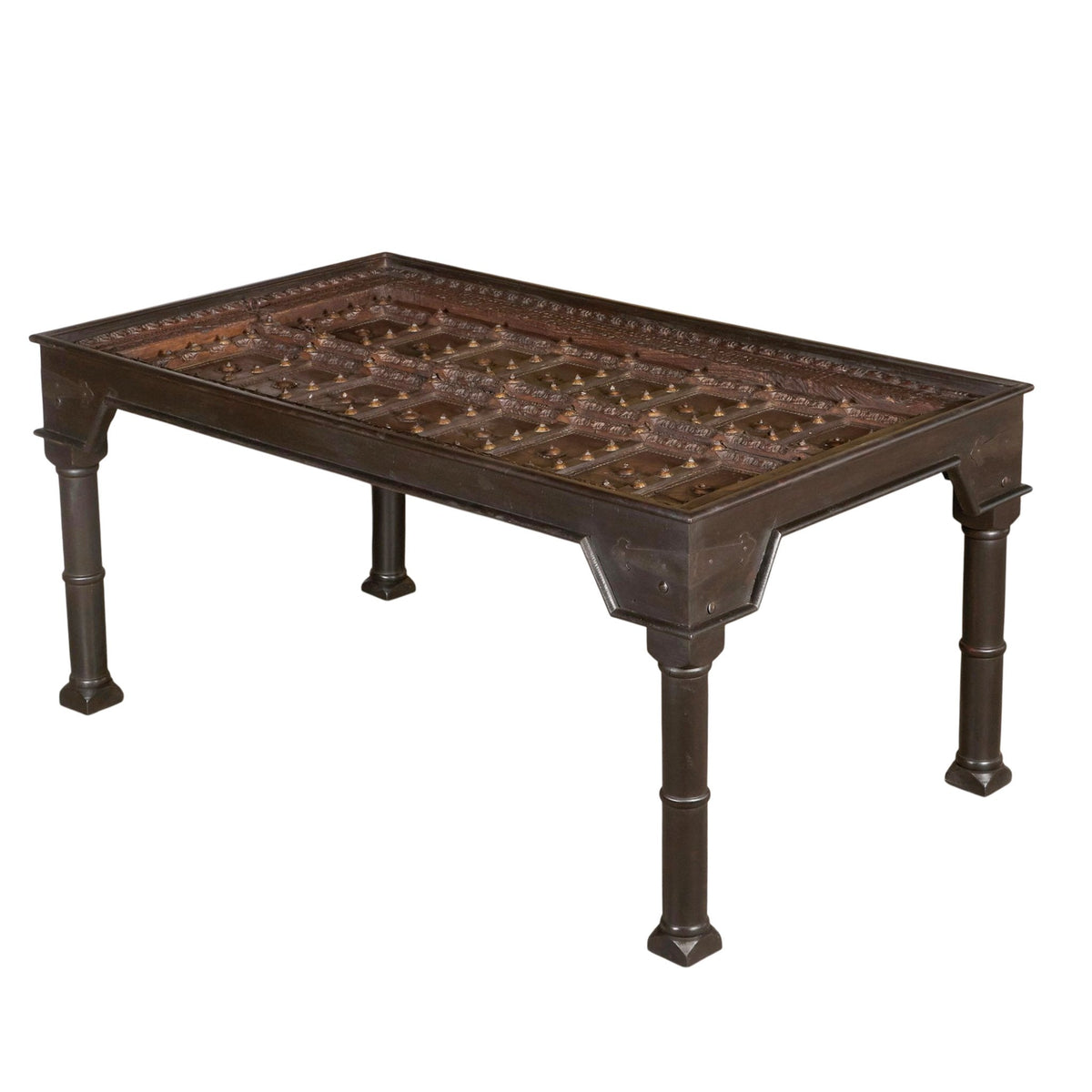 Brass-Fitted Wood Door Frame Dining Table by Studio Vastu