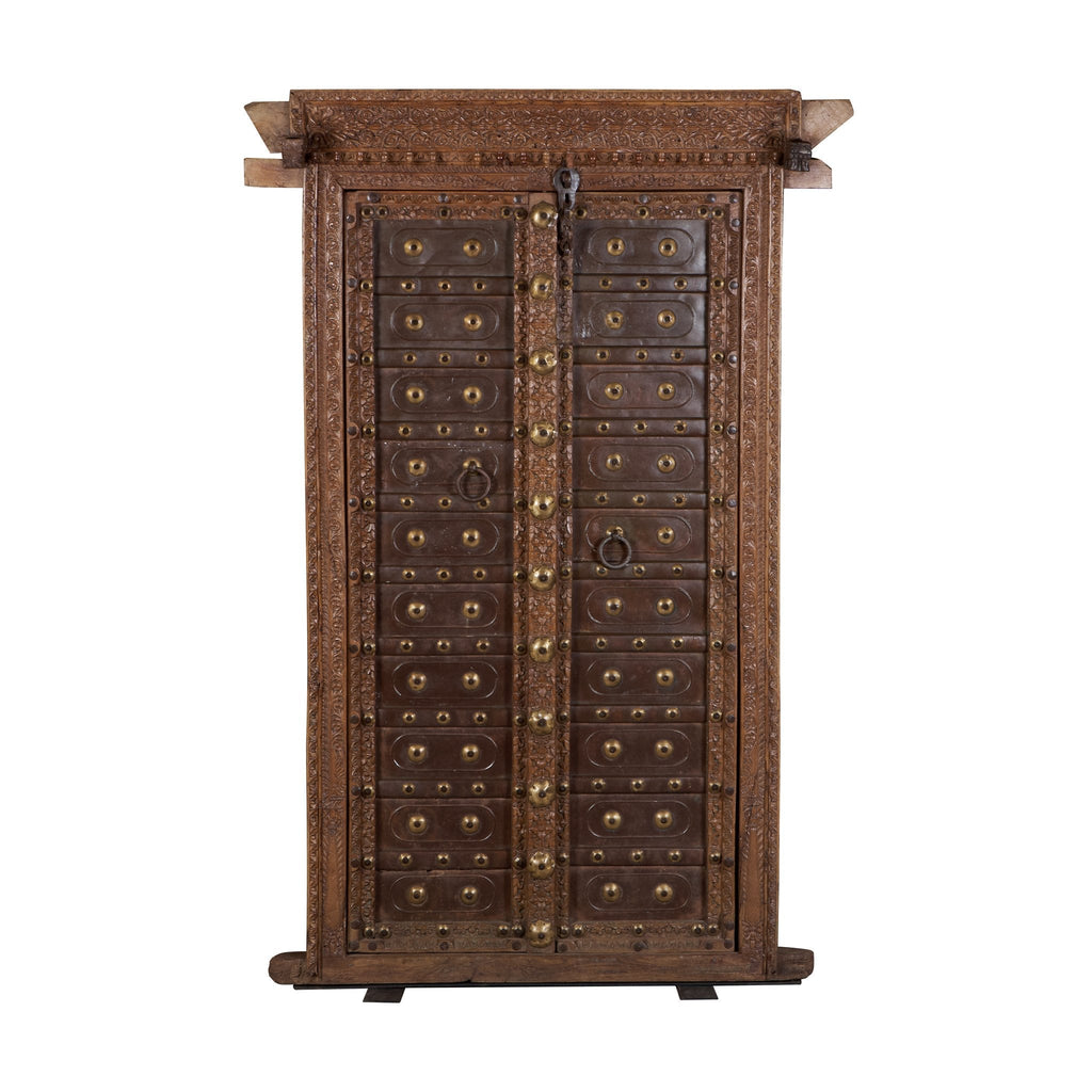 Brass-Studded Hand-Carved Haveli Door by Studio Vastu