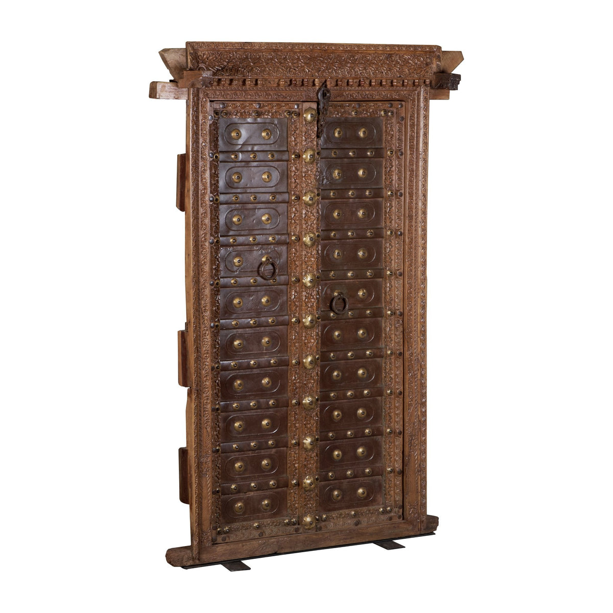 Brass-Studded Hand-Carved Haveli Door by Studio Vastu
