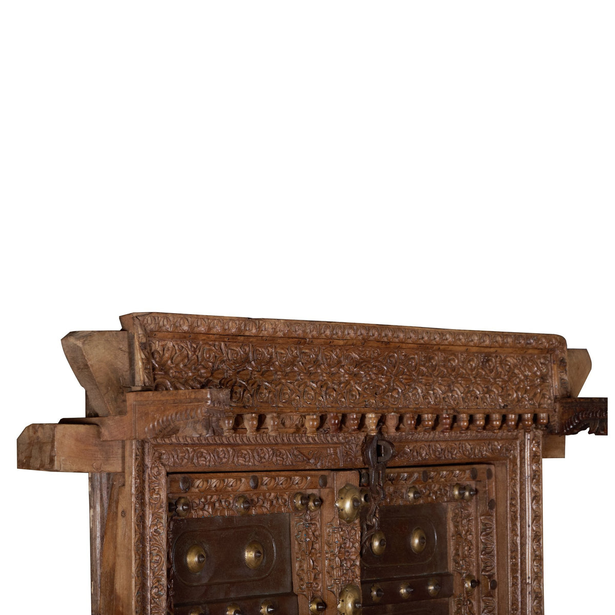 Brass-Studded Hand-Carved Haveli Door by Studio Vastu