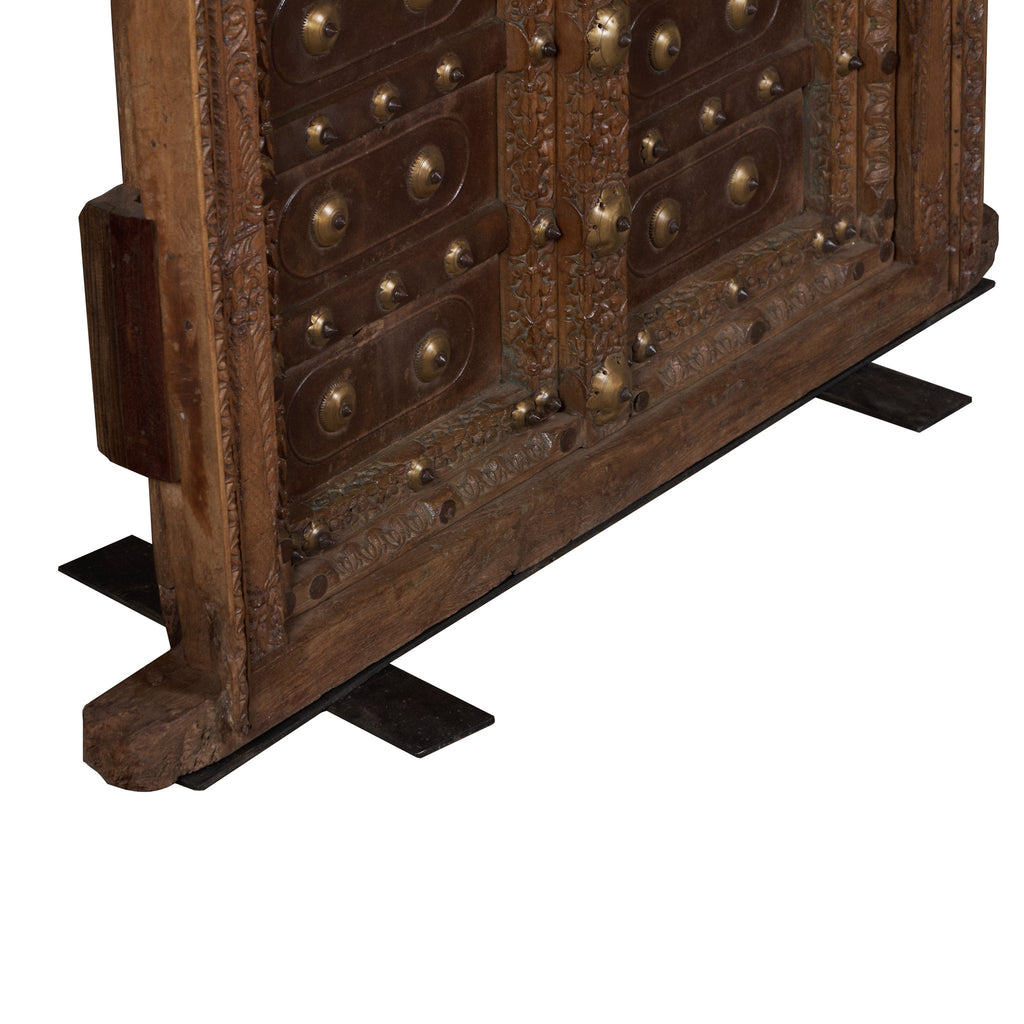 Brass-Studded Hand-Carved Haveli Door by Studio Vastu