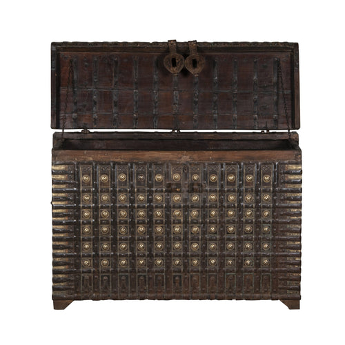 Brass-Studded Iron-Bound Vintage Trunk by Studio Vastu
