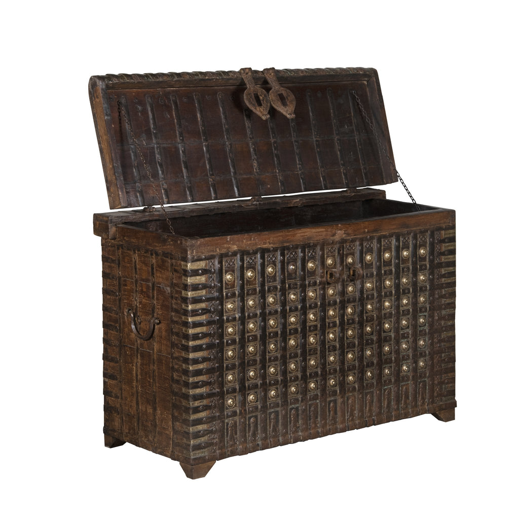 Brass-Studded Iron-Bound Vintage Trunk by Studio Vastu