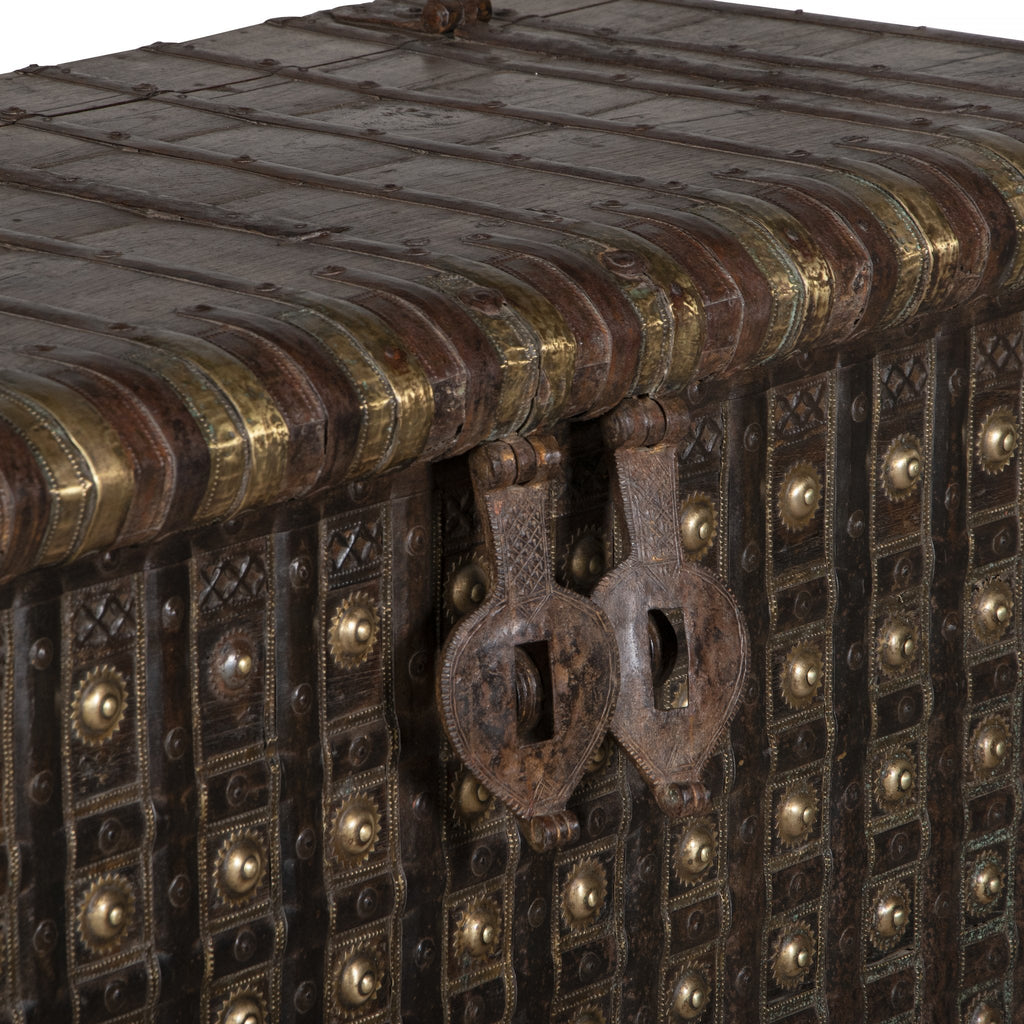 Brass-Studded Iron-Bound Vintage Trunk by Studio Vastu