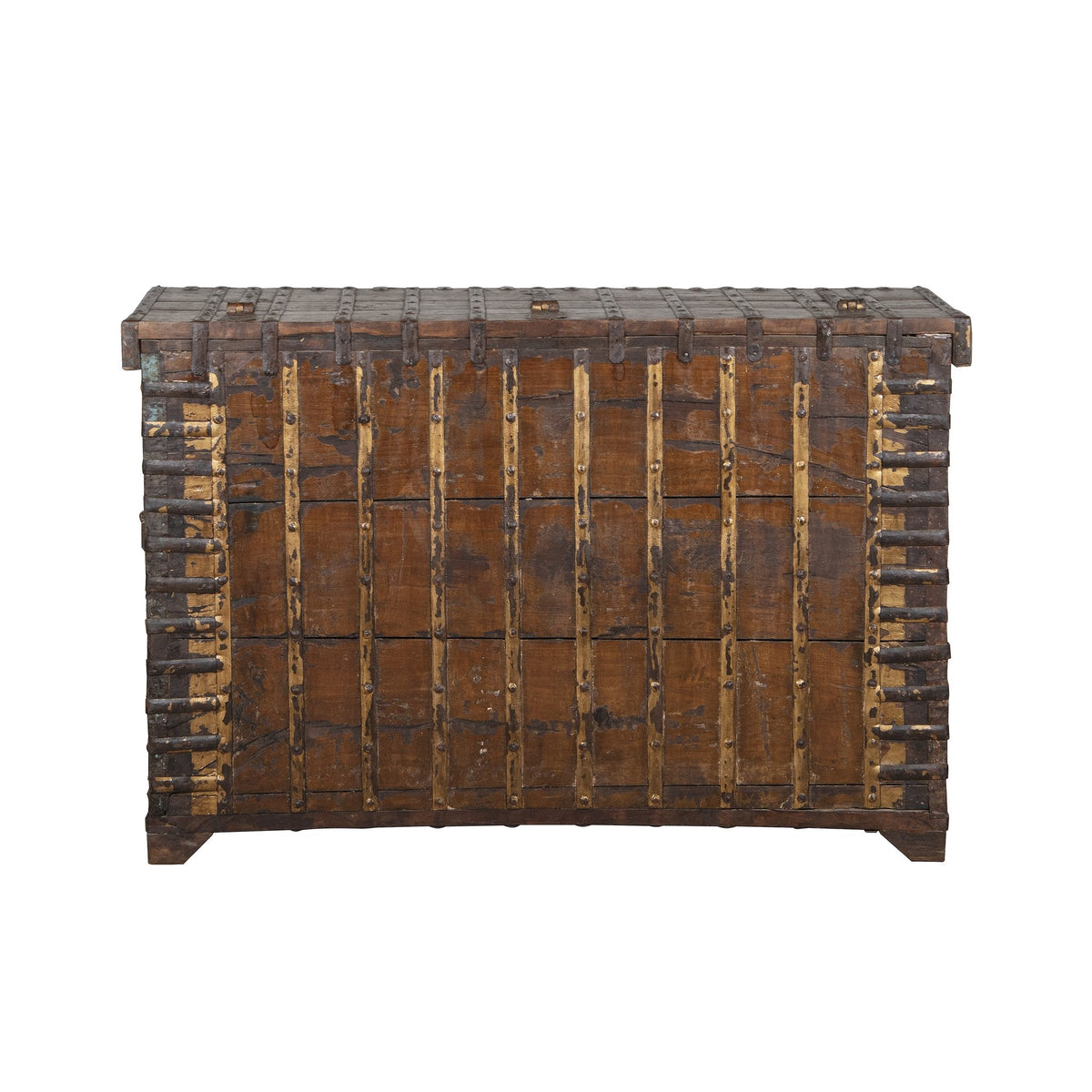 Brass-Studded Iron-Bound Vintage Trunk by Studio Vastu