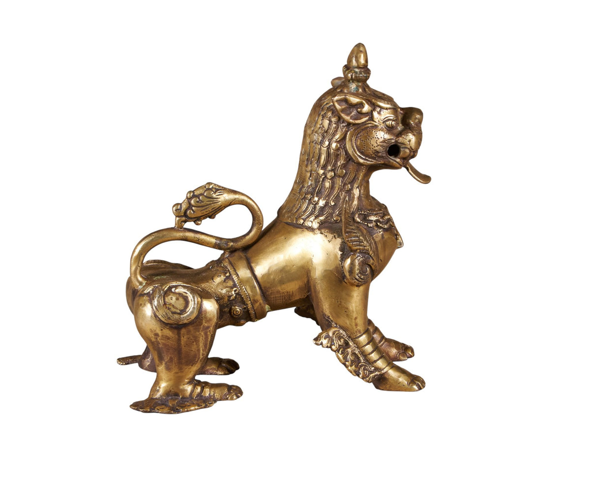 Brass Temple Guardian Lion by Studio Vastu