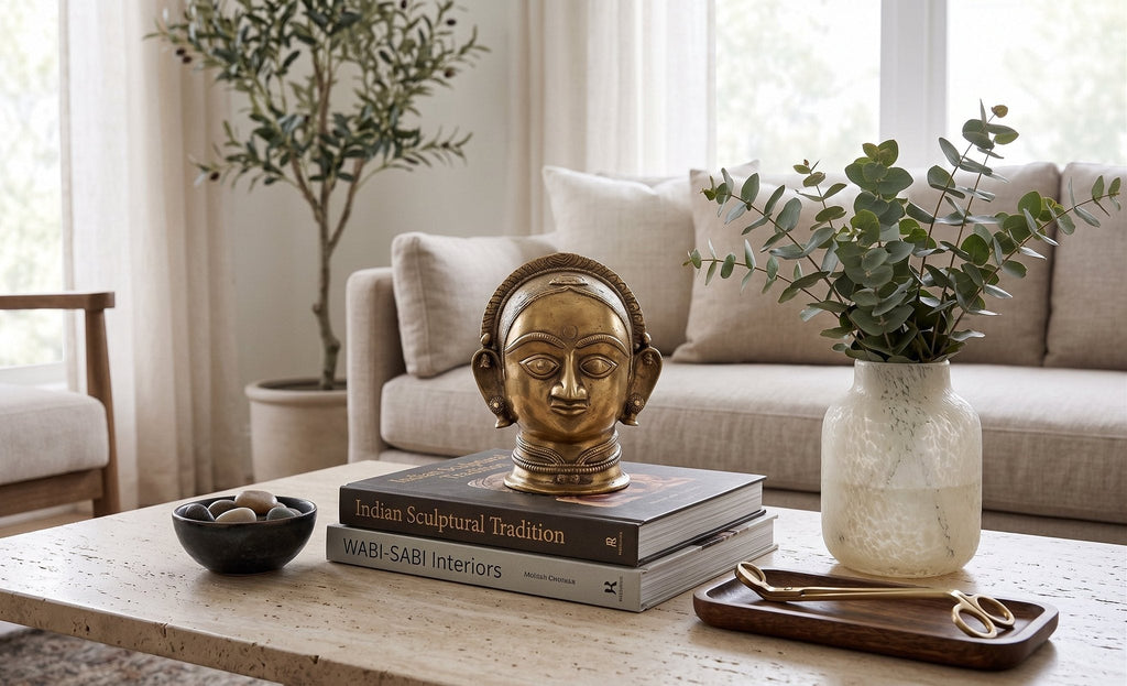 Brass Tribal Deity Bust by Studio Vastu