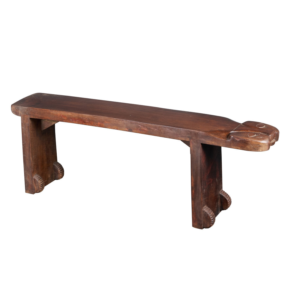 Carved Animal Motif Hardwood Bench by Studio Vastu