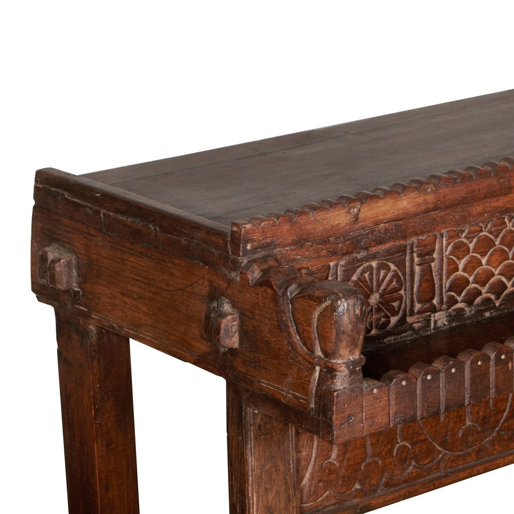 Carved Floral Wooden Damchiya Console by Studio Vastu