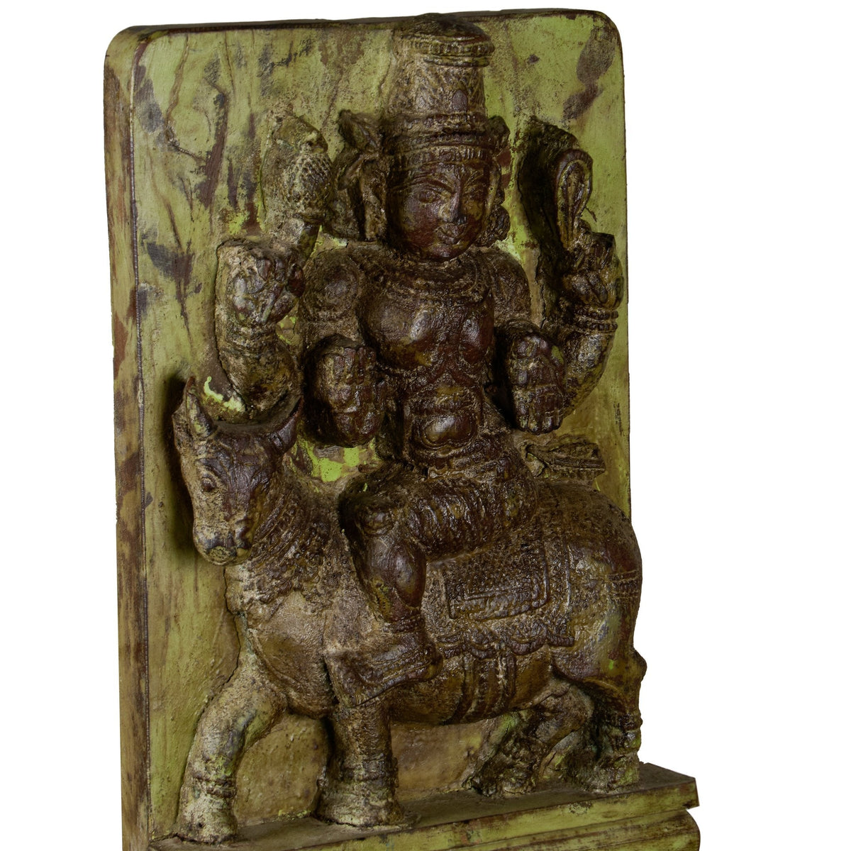 Carved Laxmi Wooden Relief Panel on Stand by Studio Vastu