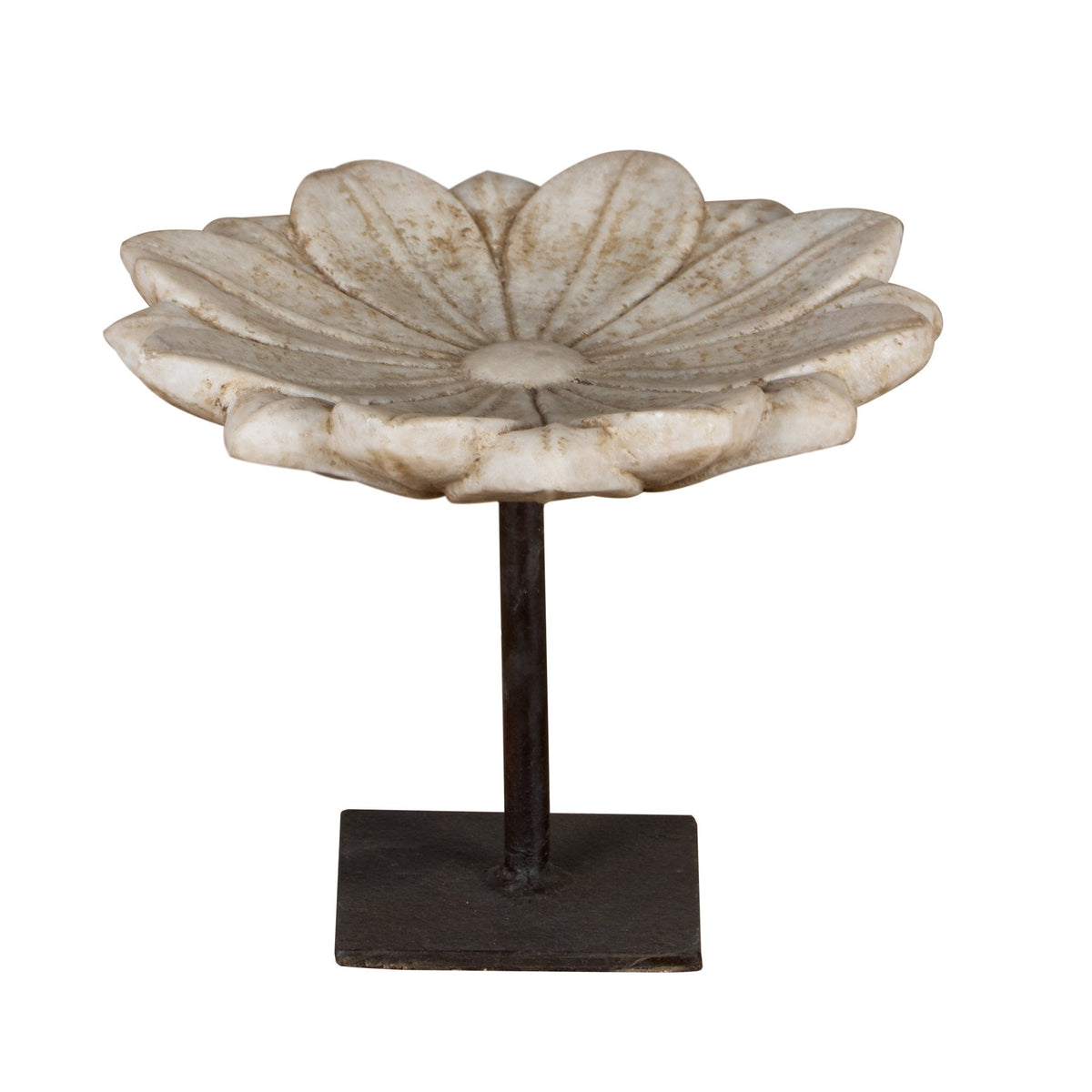 Carved Marble Lotus Pedestal Bowl by Studio Vastu