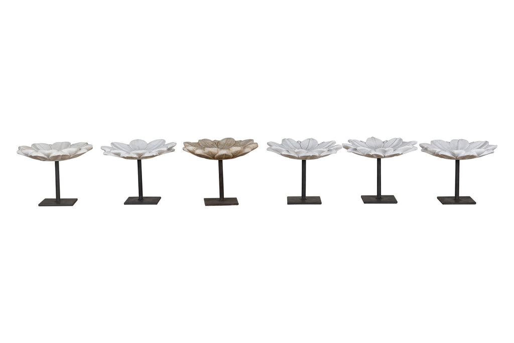 Carved Marble Lotus Pedestal Bowl by Studio Vastu