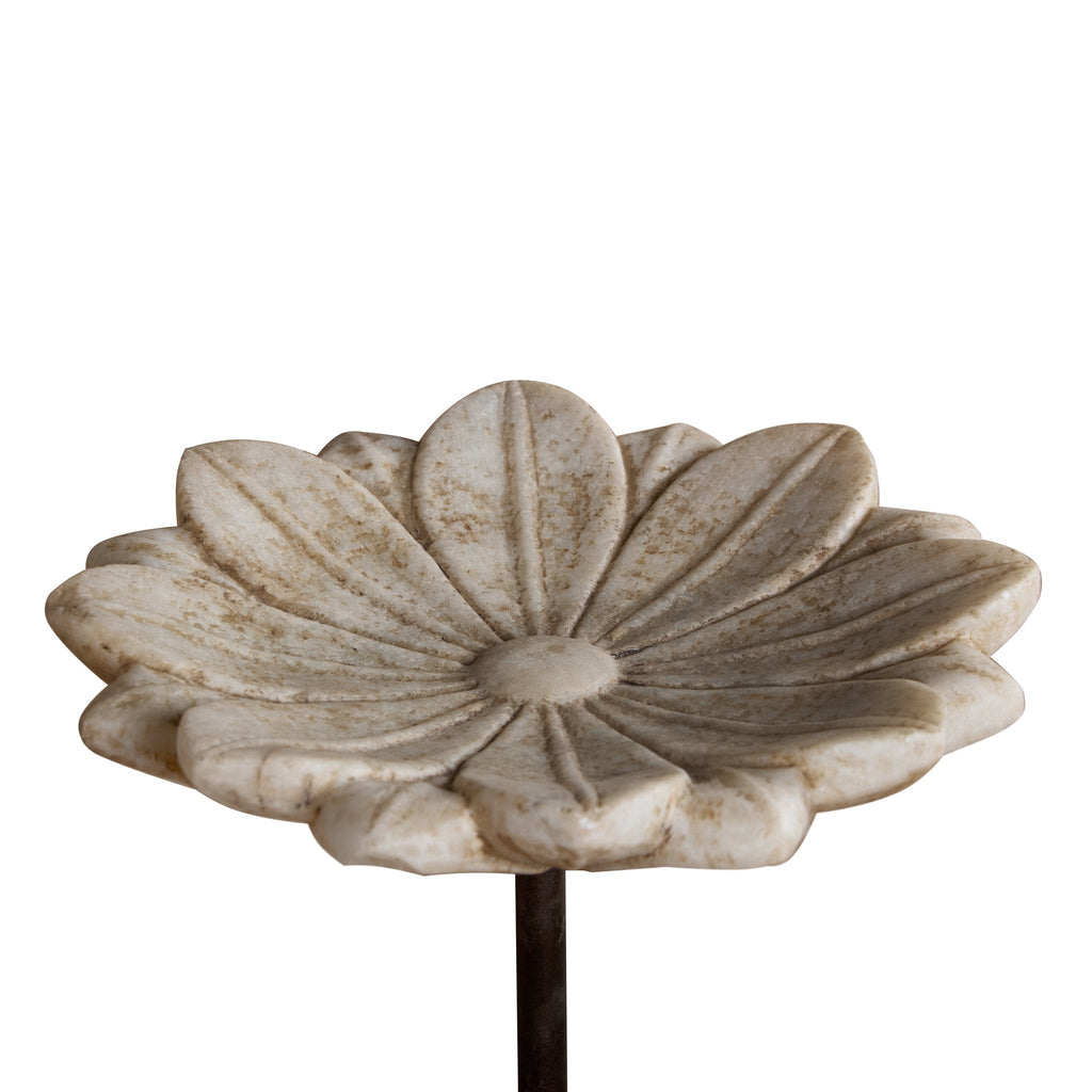 Carved Marble Lotus Pedestal Bowl by Studio Vastu