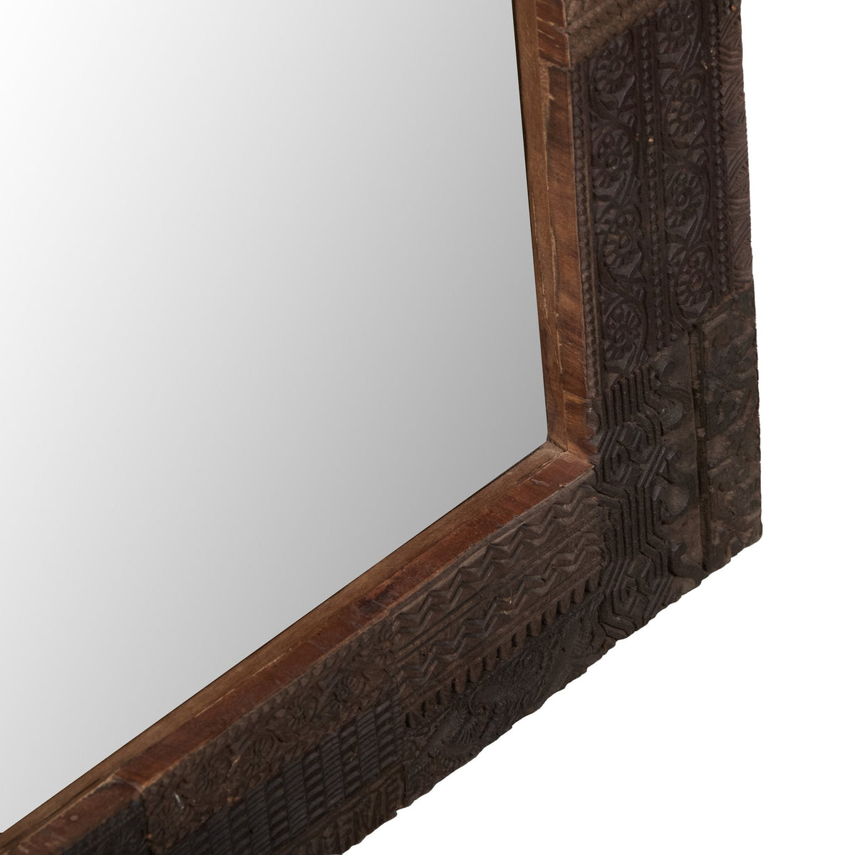 Carved Printing Block Wooden Mirror by Studio Vastu
