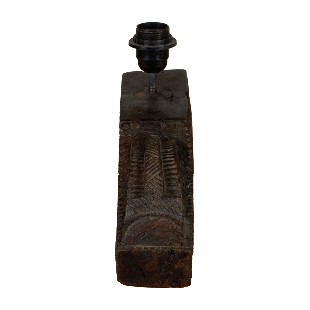 Carved Rosette Wood Lamp Base by Studio Vastu