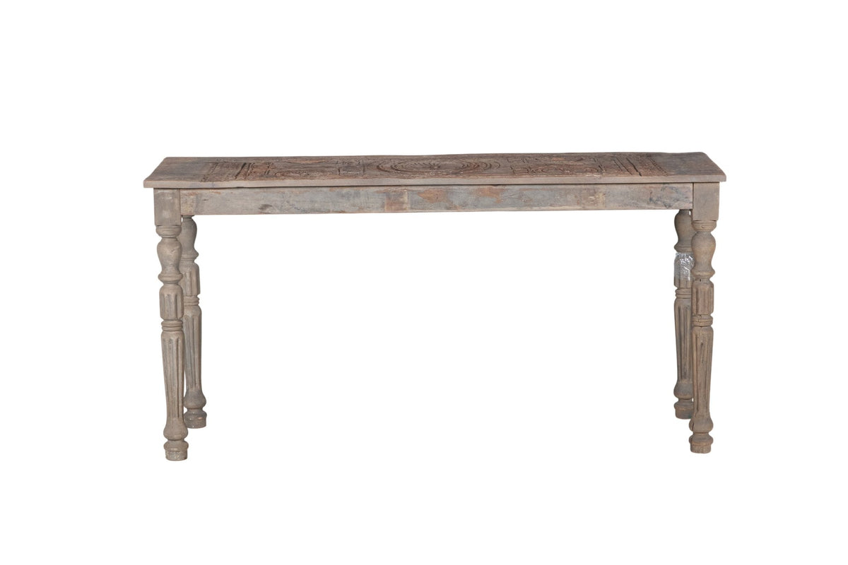 Carved Teak Fluted Leg Console Table by Studio Vastu