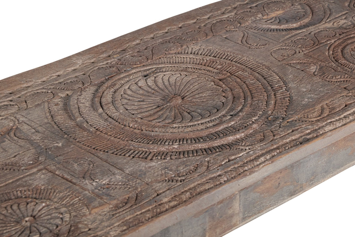 Carved Teak Fluted Leg Console Table by Studio Vastu