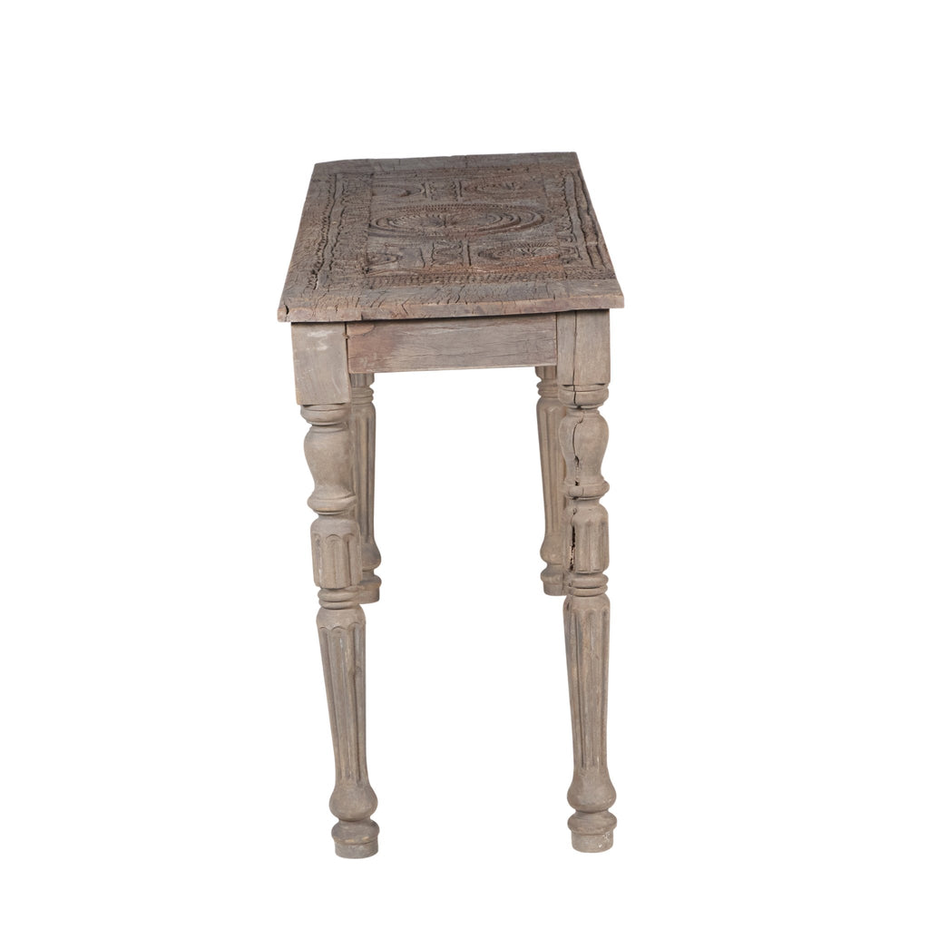 Carved Teak Fluted Leg Console Table by Studio Vastu