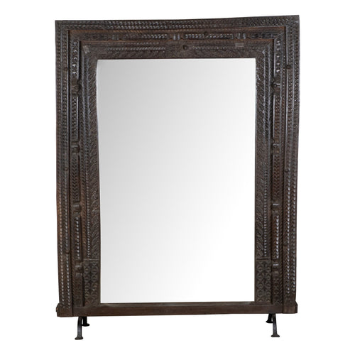Carved Teak Heritage Floor Mirror by Studio Vastu